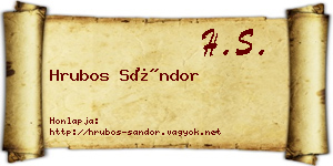 Hrubos Sándor névjegykártya